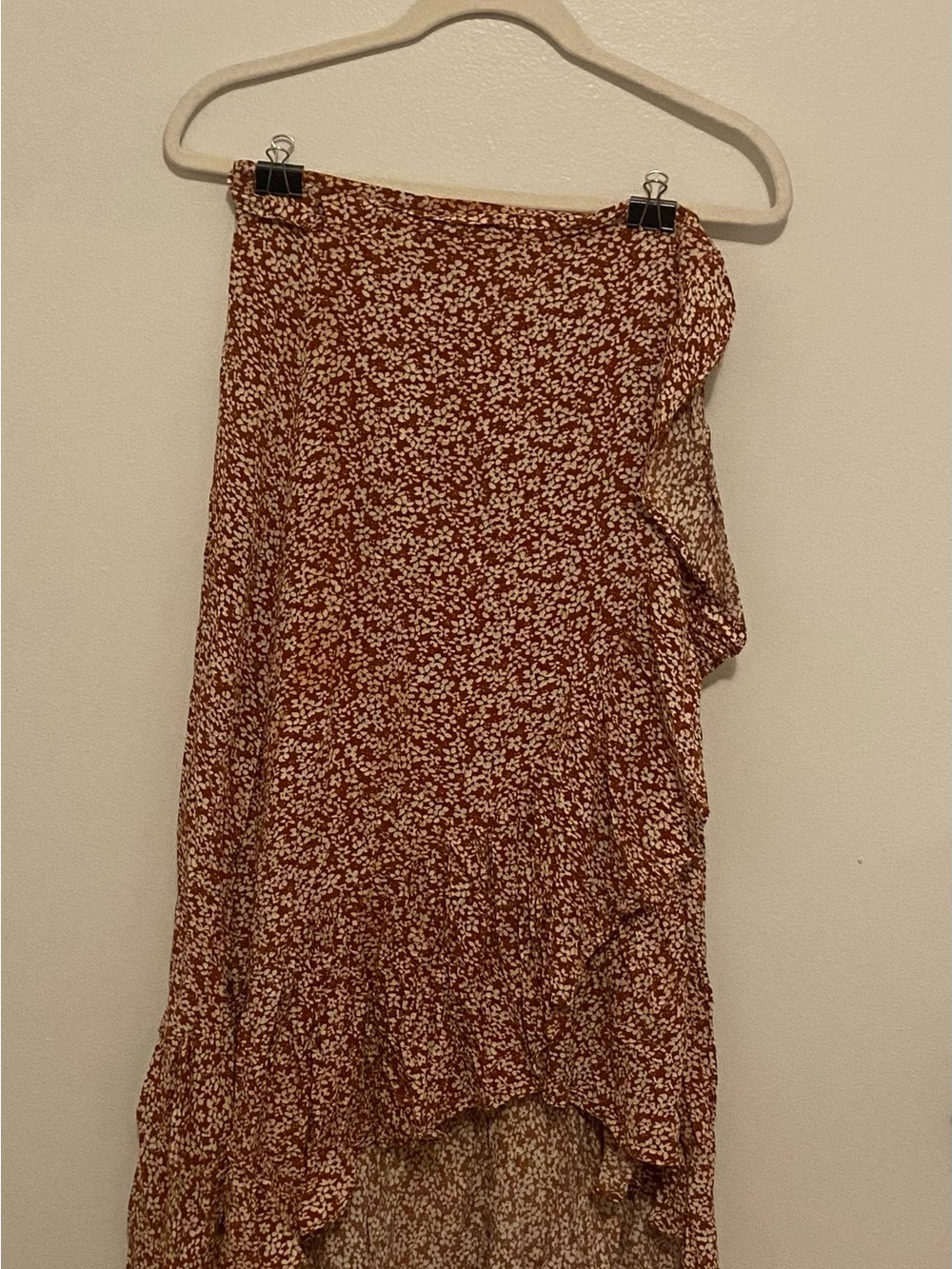 Lulus Floral Ruffle High-Low Skirt - Rust Floral